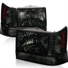 Fits 1993-1998 Jeep Grand Cherokee Smoke Headlights Driver And Passenger Set picture