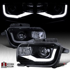 Fit 2010-2013 Chevy Camaro Black Smoke LED Bar Projector Headlights Left+RIght picture