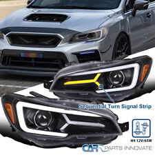 For 15-21 Subaru WRX STI Pearl Black LED Sequential Signal Projector Headlights picture