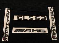 For Mercedes-Benz GLS63 AMG V8 BITURBO 4MATIC+ Rear Trunk Emblem Badge Set Black picture