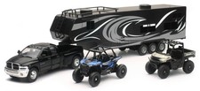 New Ray Toys Replica Dodge Ram Dually & Toy Hauler with Polaris UTVs 37046 picture