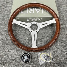 NEW Nardi ND Classic Wood Steering Wheel 350mm Mahogany Wood Polished Spokes US picture