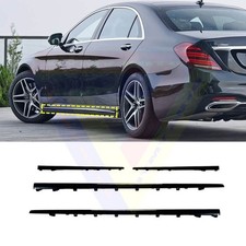 ⚡ 4PCS Glossy Black Side Skirt Molding Trims For Mercedes W222 S-Class 14-20 picture