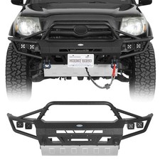 Fit 05-11 Toyota Tacoma Full Width Front Bumper w/Winch Plate Skid Plate & Light picture