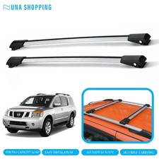 Nissan Armada MK1 2004–2016 for Roof Rack Cross Bars Silver Raised Rails Pair 2X picture