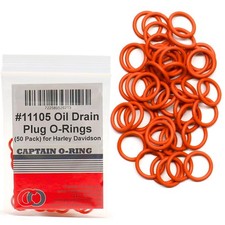50 Pack - Harley Davidson Oil Drain Plug O-Ring #11105 (Orange Color) picture