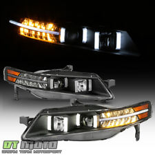 Black 2004-2008 Acura TL w/ LED Signal DRL Tube Projector Headlights Headlamps picture