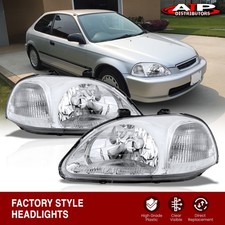 Chrome Clear OE Style JDM Replacement Head Lights Lamp For 1996-1998 Honda Civic picture