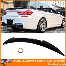 For 2012-2018 BMW F12 650i M6 Convertible V Style ABS Trunk Spoiler Gloss Black picture