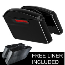 Vivid Black Hard Saddle Bags w/ Black Latch Fit For Harley Touring Models 14-24 picture