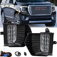Fit 2021-2023 GMC Yukon XL Clear LED Fog Lights Front Bumper Lamp w/Bezel Switch picture