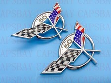 Front Rear 1997-2004 Corvette C5 Emblem  50TH Anniversary Chrome Color Flag picture