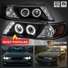 Black Fits 1995-1999 Sentra 200SX LED Halo Projector Headlights Lamps Left+Right picture
