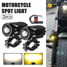 100W 10000LM LED Motorcycle Driving Auxiliary Spot Light Fog Lamp White+Amber picture