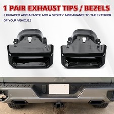 Pair(2) Exhaust Bezels Gloss Black For 2019-2024 Chevy Silverado GMC Sierra 1500 picture