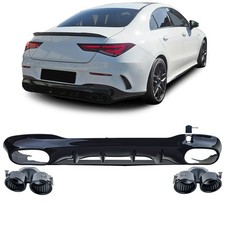 ANG look Sport rear diffuser with black tailpipes for Mercedes CLA C118 X118 201 picture