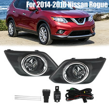 For 2014-2016 Nissan Rogue Front Bumper Fog Lights Lamp+Switch+Bezel Kit Pair picture