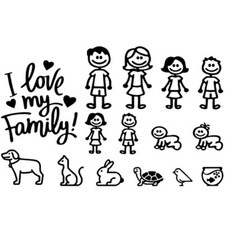Family Car Decal Window Sticker Stick Figure Funny Sun Protection PVC Decorative picture