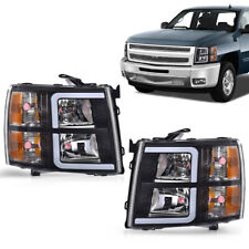 Fit For 07-14 Chevy Silverado 1500 2500 3500 Dual LED DRL Headlights Headlamps picture