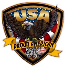 USA American flag crest with eagle proud American decal sticker picture
