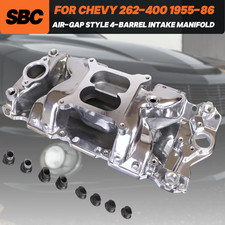 Polished Dual Plane Air-Gap Intake Manifold For Small Block Chevy 305 350 400 picture