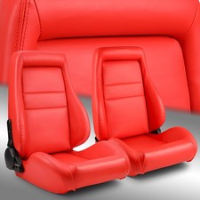 Universal 1 Pair Red OBS Style Seats Reclinable PVC Leather Car Seats picture