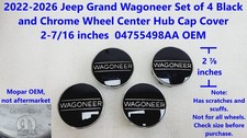 2022 -2026 Jeep Grand Wagoneer Black Wheel Center Hub Cap x4 2-7/16