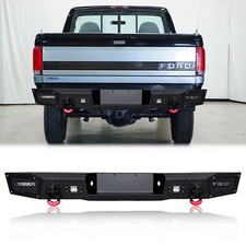 For 1992-1997 Ford F150/F250/F350 New Rear Bumper with LED Lights + D-Rings picture