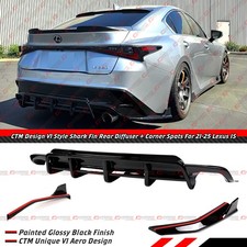 For 21-26 Lexus IS300 IS350 CTM V1 Gloss Black Rear Diffuser + Corner Extensions picture