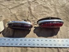 Vintage 1949 1850 FORD Oval Tail Light Assembly Red Lens STIMSONITE FRST-48 Pair picture