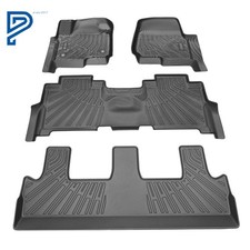 3D Floor Mats Heavy Duty BLK TPE 3 Row 4PCS For Ford Expedition/Max 8-Seat 18-24 picture