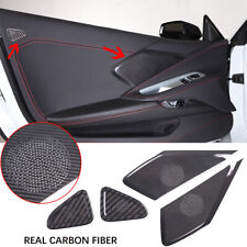 4PC REAL Carbon Fiber Door Sound Tweeter Speaker Cover For Corvette C8 1LT 20-23 picture