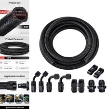 6AN Braided Fuel Line Kit 10 FT Nylon Stainless Steel 750 PSI 10 Fittings picture