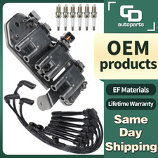 2730137110 Ignition Coil + 6 Spark Plugs + Wires for 2.7L Santa Fe 03-08 Tiburon picture