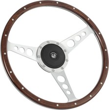 15'' Classic Wood Steering Wheel Riveted Vintage Ford Mustang Shelby AC Cobra picture