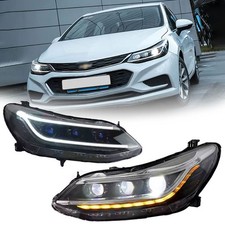 Blue Starup Animation LED Projector Headlights For 2016-2019 Chevy Cruze Pair picture