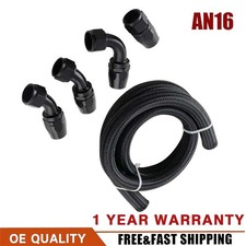 Black AN16 16AN AN-16 Hose Fuel line rubber Nylon braided fuel hoses 90° Safe picture