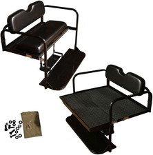 Club Car DS Golf Cart Flip Folding Rear Back Seat Kit for 1982-2000.5 - Black picture