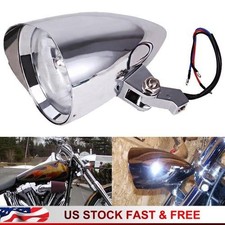1X Chrome Bullet Headlight Assembly For Harley Dyna Sportster Bobber Chopper picture