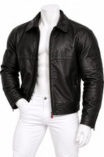 FirstGear Men’s XL Black Leather Motorcycle Jacket Full Zip Biker Riding picture