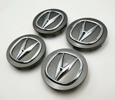 4PCS 69mm Wheel Rims Center Hub Cap Covers Grey & Chrome Badge Logo For ACURA picture