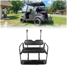 KUAFU Golf Cart Flip Folding Back Seat Kit Rear Black Seat Compatible with2004Up picture