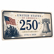 America 250 Patriotic Aluminum License Plate Sign Designs picture