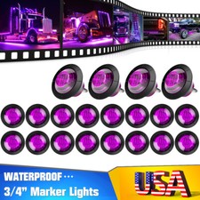 20x Purple LED 12V Marker Lights Round 3/4