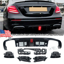 For Benz W213 E300 E43 E63 AMG 2016-20 F1 Style Rear Diffuser W/LED+Exhaust Tips picture