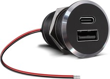 12V USB Outlet All-Aluminum QC 3.0 USB-A & USB-C PD3.0 Dual Small Version picture