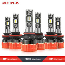 9005+H11+H11 MOSTPLUS Focused LED Headlight Hi/Lo Beams+Fog Light  White Color picture