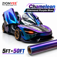 5FTx50FT PET Chameleon Diamond Purple Blue Vinyl Wrap Full Roll Gloss Shift picture