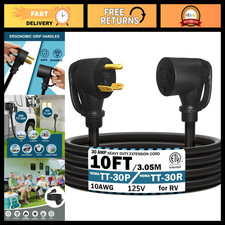 10FT RV Power Extension Cord 30 Amp, NEMA TT-30P to TT-30R, Heavy Duty 10 Gauge, picture