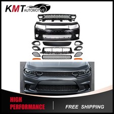 Fits 15-22 Dodge Charger W/ Side Mark Lights Hellcat Style Front Bumper Full Kit picture